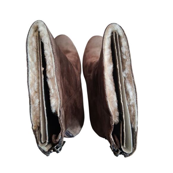 UGG Australia Gisella Brown Suede Wedge Boots With Buckle Sterling Lined Size 10 - Picture 4 of 9